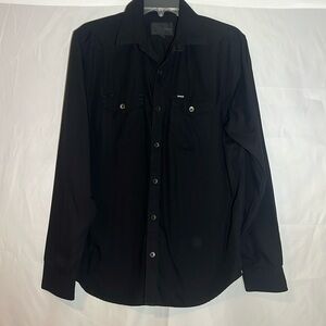 Mens Hurley Black Long Sleeve Button Up Size Medium